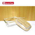 Recipiente de vidro de borosilicato com tampa de bambu ecologicamente correta